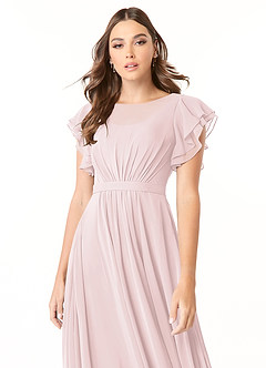 Azazie Daphne Modest Bridesmaid Dresses A-Line Ruffled Chiffon Floor-Length Dress image8