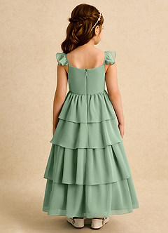Azazie Boba vestidos de niña de las flores Vestido de Matcha de Gasa de Corte En A con Escote Cuadrado image2