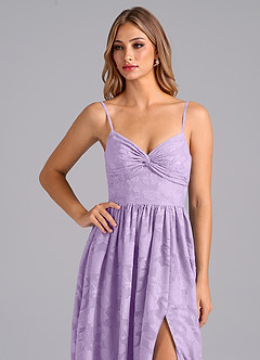 Azazie Zeya Bridesmaid Dresses Lilac A-Line Bow Floral Burnout Dress image2