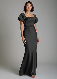 Azazie Lea Bridesmaid Dresses Black Mermaid Off the Shoulder Stretch Satin Convertible Dress image9