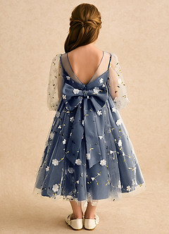 Azazie Elowen Flower Girl Dresses Dark Navy A-Line Sweetheart Neckline Lace Dress image2