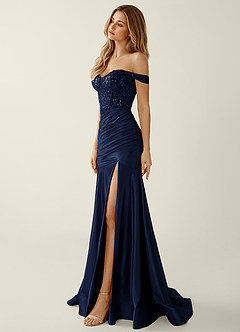 Briareny Neptune Lace Sequin Embroidery Stretch Satin Prom Dress image4