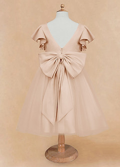 Azazie Kaeya Flower Girl Dresses English Rose A-Line Bow Tulle Dress image6