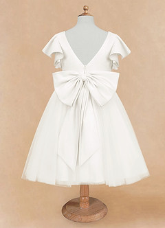 Azazie Kaeya Sukienki dla dziewczynek sypiących kwiaty Linia A Ukłon Tiul Długość do kolan Sukienka image6