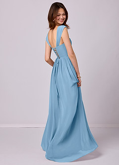 Barbie ♥ Azazie Bridesmaid Dresses Steel Blue A-Line Corset Chiffon Dress image4