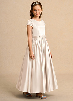 Azazie Bunny Girls Formal Flower Girl Dresses White Alabaster Ball-Gown Lace Dress image5