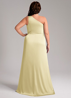 Azazie Phaedra Brudtärnklänningar Klä av A-Linje i Stretch Satin Ena axeln Citronsorbet image2