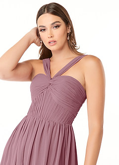 Azazie Dionne Bridesmaid Dresses Vintage Mauve A-Line Corset Chiffon Dress image6