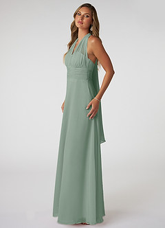 Azazie Fifi Robes de demoiselle d'honneur Robe Trapèze Convertible en Mousseline de soie Sans bretelles Sauge D'argent image5