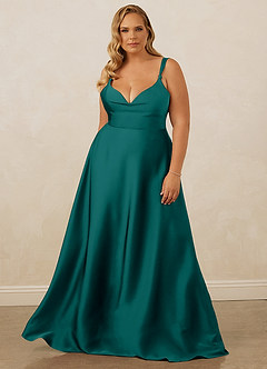Christian Siriano Bridal for Azazie 1001 Bridesmaid Dresses Peacock A-Line Sweetheart Neckline Stretch Satin Dress image11