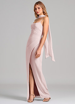 Azazie Calandra Suknie dla druhen Osłona Pofałdowany Szyfon Do ziemi Sukienka image4