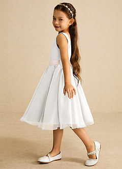 Azazie Elina Flower Girl Dresses Ivory Rose Petal A-Line Sleeveless Chiffon Dress image4