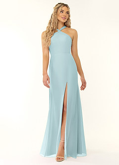 Azazie Rue Bridesmaid Dresses Mist A-Line Halter Chiffon Dress image1
