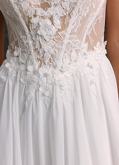 Azazie Laurelle Vestidos de novia Vestido Blanco Diamante Nude de Gasa de Línea A image6