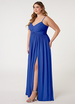 Azazie Alia Bridesmaid Dresses Royal Blue A-Line Pleated Chiffon Dress image8