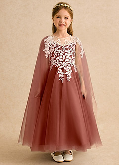 Azazie Dandelion Flower Girl Dresses Auburn Ball-Gown Lace Dress image3