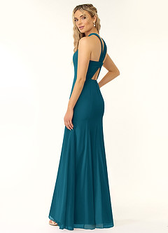 Azazie Rue Bridesmaid Dresses Ink Blue A-Line Halter Chiffon Dress image5