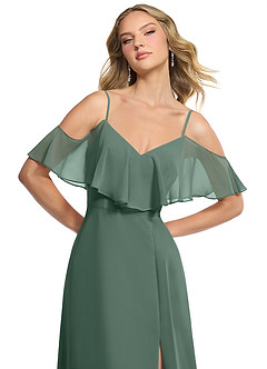 Azazie Jean Bridesmaid Dresses Sea Moss A-Line Chiffon Convertible Dress image6