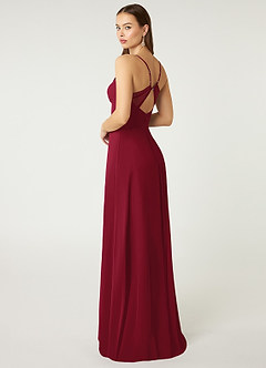 Azazie Minie Final Sale Burgundy A-Line Bow Chiffon Dress image5