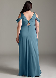 Azazie Rhea Maternity Bridesmaid Dresses A-Line Off-The-Shouler Pleated Stretch Satin Floor-Length Dress image9
