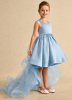 Azazie Julietta Robe Demoiselle D'honneur Fillette Robe Princesse en Tulle Convertible Poudre Bleue image3