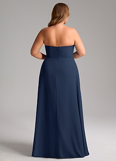 Azazie Wren Vestidos de damas de honor Vestido de Azul Marino Oscuro de Gasa de Corte en A Convertible con Corte Lateral image15