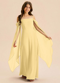Azazie Moana Junior A-Linie Plissee Chiffon Kleid Butter image2