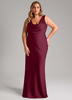 Azazie Rylina Bridesmaid Dresses Mulberry Mermaid Stretch Satin Dress image7