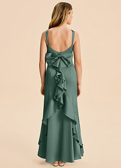 Azazie Ayah Junior Meerjungfrau-Linie Hoher Kragen Stretch-Satin Kleid Eukalyptus image4