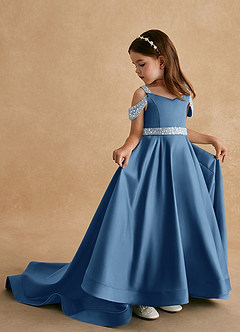 Azazie Jodi Flower Girl Dresses Twilight A-Line Matte Satin Dress image1
