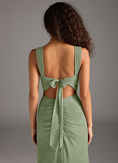 Azazie Jesaphine Robes de demoiselle d'honneur Robe Fourreau en Mousseline de soie Nœud Pistache image6