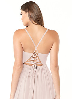 Azazie Aaida Abiti da Damigella Abito A-Line in Chiffon Corsetto Petalo Di Rosa image3