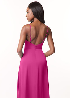Azazie Brielle Bridesmaid Dresses Fuchsia A-Line Cowl Spaghetti Straps Stretch Satin Dress image5