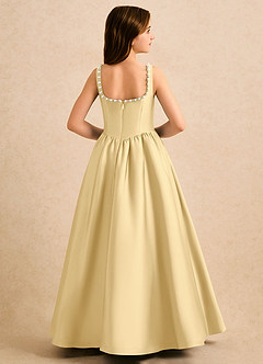 Azazie Enid Girls Formal Blumenmädchenkleider A-Linie Mit Perlen Stretch-Satin Kleid Butter image2