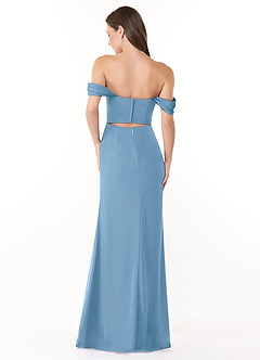 Azazie Lynnie Bridesmaid Dresses Steel Blue Mermaid Off the Shoulder Chiffon Convertible Dress image3