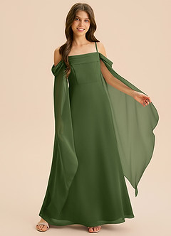 Azazie Moana Junior Linia A Pofałdowany Szyfon Długość podłogi Młodsza druhna Sukienka image6