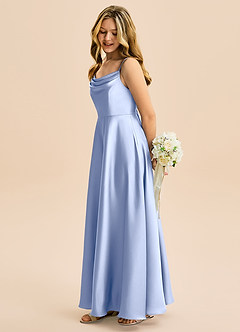 Azazie Isolde Junior Jurk van Stretch Satijn met A-Lijn Geplooid Ijs image3