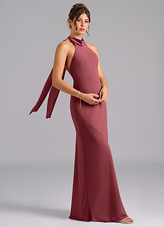Azazie Velli Bridesmaid Dresses Merlot Mermaid Bow Chiffon Dress image3