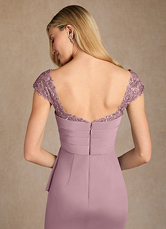 Azazie Belfast Mother of the Bride Dresses Dusty Rose Sheath Lace Mesh Dress image6