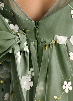 Azazie Elowen Flower Girl Dresses Olive A-Line Sweetheart Neckline Lace Dress image7