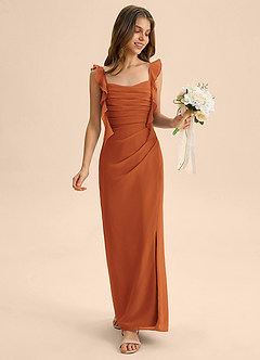 Azazie Jessamine Junior Cinnamon Mermaid Sweetheart Neckline Chiffon Dress image3