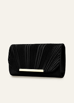 front Satin Pleated Envelope Clutch