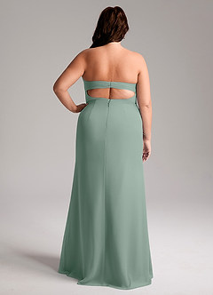 Azazie Leonis Bridesmaid Dresses Silver Sage Sheath Strapless Chiffon Convertible Dress image6