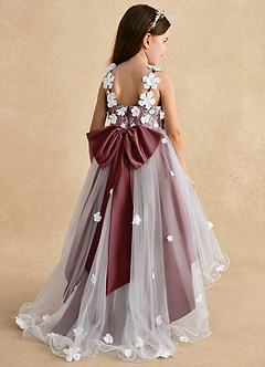 Azazie Celia Flower Girl Dresses Desert Rose A-Line Lace Tulle Dress image2