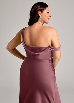 Azazie Madelyn Robes de demoiselle d'honneur Robe Sirène Convertible en Satin extensible Asymétrique Rose Du Désert image13