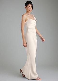 Azazie Sabrina Bridesmaid Dresses White Alabaster Mermaid Corset Stretch Satin Dress image9