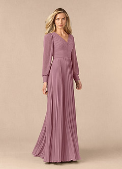 Azazie Zina Mother of the Bride Dresses Vintage Mauve A-Line Pleated Chiffon Dress image2