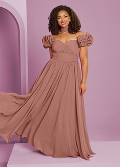 Barbie ♥ Azazie Bridesmaid Dresses Cedar Rose A-Line Off the Shoulder Chiffon Convertible Dress image10