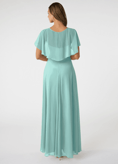 Azazie Jamie Bridesmaid Dresses Aqua A-Line Chiffon Dress image2