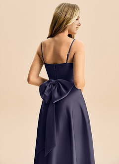 Azazie Rumi Junior A-Line Plisseret Stræk satin Gulv-længde Junior brudepige Kjole image6